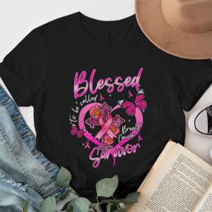 Blessed To Be Called Breast Cancer Survivor Pink Butterfly T Shirt 1 4