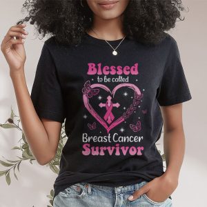 Blessed To Be Called Breast Cancer Survivor Pink Butterfly T Shirt 2 1