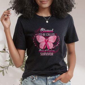 Blessed To Be Called Breast Cancer Survivor Pink Butterfly T Shirt 2 2