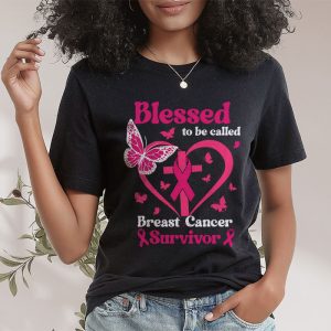 Blessed To Be Called Breast Cancer Survivor Pink Butterfly T Shirt 2