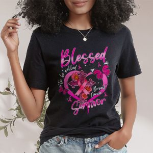 Blessed To Be Called Breast Cancer Survivor Pink Butterfly T Shirt 2 4