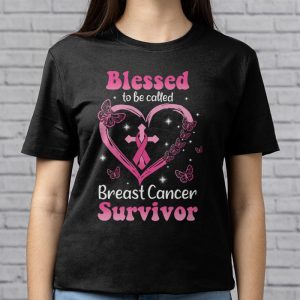 Blessed To Be Called Breast Cancer Survivor Pink Butterfly T Shirt 3 1