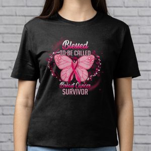 Blessed To Be Called Breast Cancer Survivor Pink Butterfly T Shirt 3 2