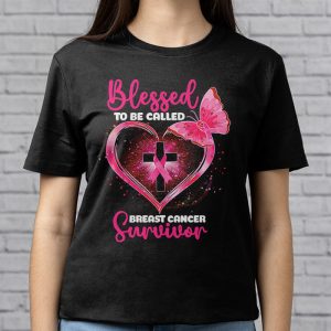 Blessed To Be Called Breast Cancer Survivor Pink Butterfly T Shirt 3 3