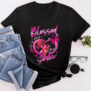 Blessed To Be Called Breast Cancer Survivor Pink Butterfly T-Shirt