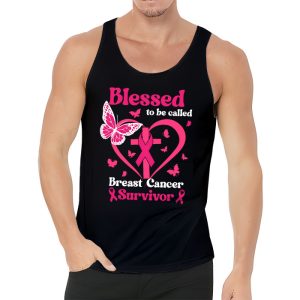 Blessed To Be Called Breast Cancer Survivor Pink Butterfly Tank Top 3