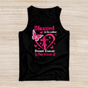 Blessed To Be Called Breast Cancer Survivor Pink Ribbon Butterfly Tank Top 1