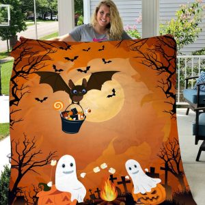 Boo Ghost Camping Halloween Pumpkin Fleece Blanket