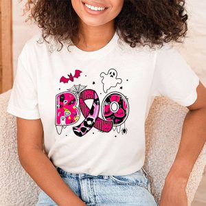 Boo Halloween Pumpkin Pink Ribbon Witch Breast Cancer T Shirt 2 2