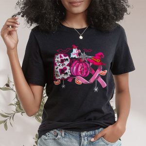 Boo Halloween Pumpkin Pink Ribbon Witch Breast Cancer T Shirt 2 3