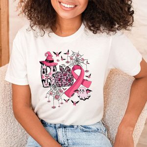 Boo Halloween Pumpkin Pink Ribbon Witch Breast Cancer T Shirt 2