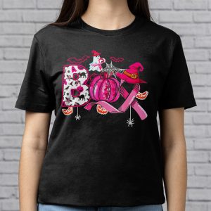 Boo Halloween Pumpkin Pink Ribbon Witch Breast Cancer T Shirt 3 3