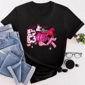 October Breast Cancer Awareness Boo Halloween Pumpkin Pink Ribbon T-Shirt 4