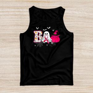 October Breast Cancer Awareness Boo Halloween Pumpkin Pink Ribbon Tank Top 2