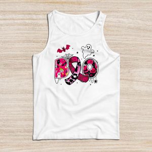 Boo Halloween Pumpkin Pink Ribbon Witch Breast Cancer Tank Top