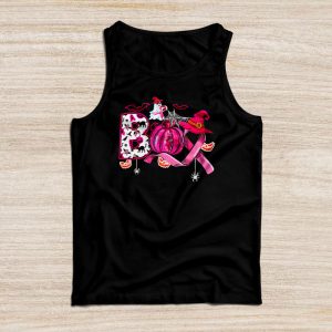 October Breast Cancer Awareness Boo Halloween Pumpkin Pink Ribbon Tank Top 4