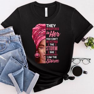 Breast Cancer Awareness Black Women Warrior Pink Ribbon T-Shirt