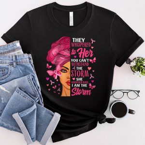 Breast Cancer Awareness Black Women Warrior Pink Ribbon T-Shirt