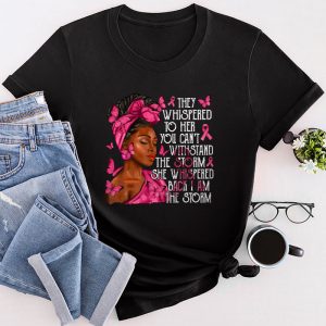 Breast Cancer Awareness Black Women Warrior Pink Ribbon T-Shirt