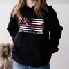 Breast Cancer Awareness Pink Ribbon USA American Flag Men Hoodie