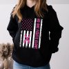 Breast Cancer Awareness Pink Ribbon USA American Flag Men Hoodie