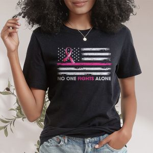 Breast Cancer Awareness Pink Ribbon USA American Flag Men T Shirt 1