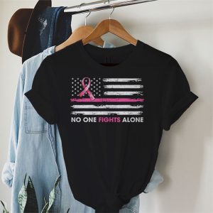 Breast Cancer Awareness Pink Ribbon USA American Flag Men T Shirt 2