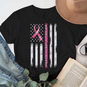 Breast Cancer Awareness Pink Ribbon USA American Flag Men T Shirt 3 3