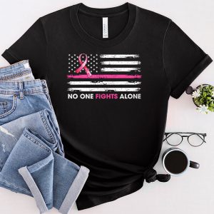 Breast Cancer Awareness Pink Ribbon USA American Flag Men T-Shirt