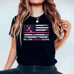 Breast Cancer Awareness Pink Ribbon USA American Flag Men T Shirt 4