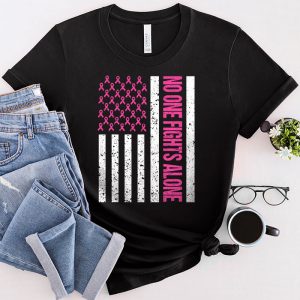 Breast Cancer Awareness Pink Ribbon USA American Flag Men T-Shirt