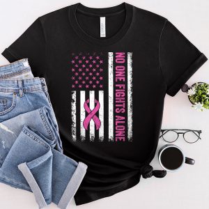 Breast Cancer Awareness Shirts American Flag T-Shirt 3