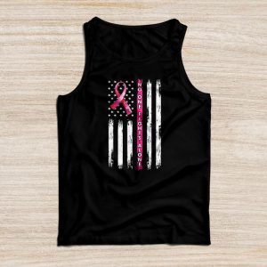 Breast Cancer Awareness Pink Ribbon USA American Flag Men Tank Top