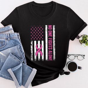 Breast Cancer Awareness Pink Ribbon Usa American Flag Men T-Shirt