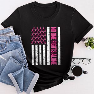 Breast Cancer Awareness Pink Ribbon USA American Flag Men T-Shirt 2