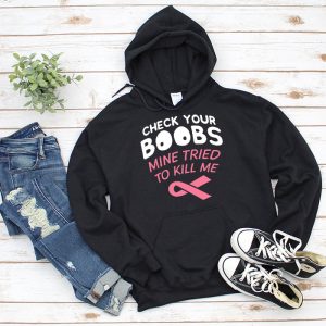 Breast Cancer Awareness Shirt Check Your Boobs Survivor Gift Hoodie 3 1