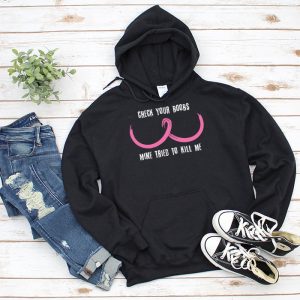 Breast Cancer Awareness Shirt Check Your Boobs Survivor Gift Hoodie 3