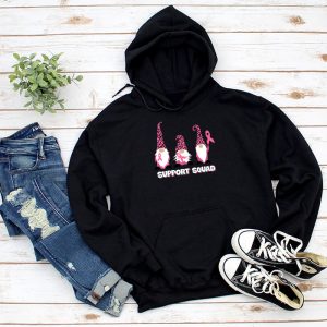 Breast Cancer Awareness Ideas Gnomes Support Squad Pink Ribbon Hoodie 3
