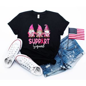 Breast Cancer Awareness For Women Gnomes Support Squad T-Shirt 1