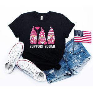 Breast Cancer Awareness Shirt For Women Gnomes Support Squad T-Shirt