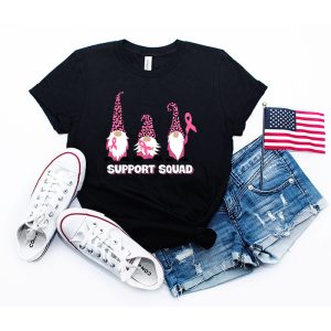 Breast Cancer Awareness For Women Gnomes Support Squad T-Shirt 3