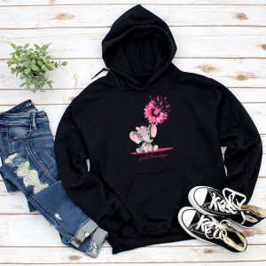 Breast Cancer Designs Elephant With Sunflower And Pink Ribbon Special Hoodie 3