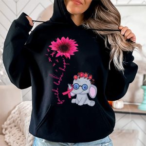 Breast Cancer Cute Elephant With Sunflower And Pink Ribbon Hoodie 2 1