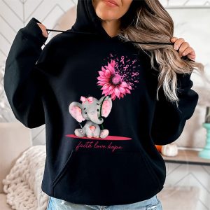 Breast Cancer Cute Elephant With Sunflower And Pink Ribbon Hoodie 2 2