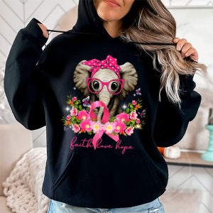 Breast Cancer Cute Elephant With Sunflower And Pink Ribbon Hoodie 2 3