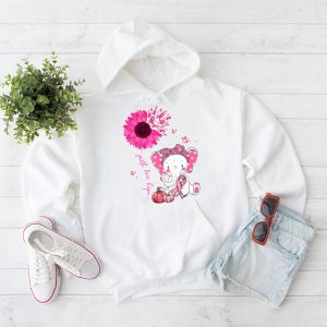 Breast Cancer Cute Elephant With Sunflower And Pink Ribbon Hoodie 2