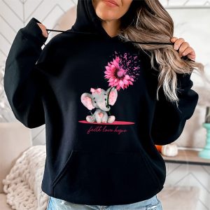 Breast Cancer Cute Elephant With Sunflower And Pink Ribbon Hoodie 2 6