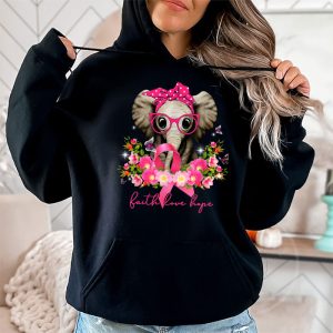 Breast Cancer Cute Elephant With Sunflower And Pink Ribbon Hoodie 2 7