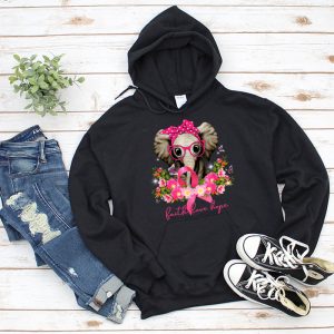 Breast Cancer Cute Elephant With Sunflower And Pink Ribbon Hoodie 3 3