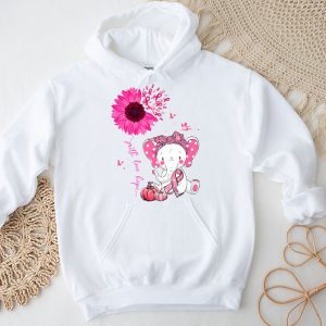 Breast Cancer Cute Elephant With Sunflower And Pink Ribbon Hoodie 3